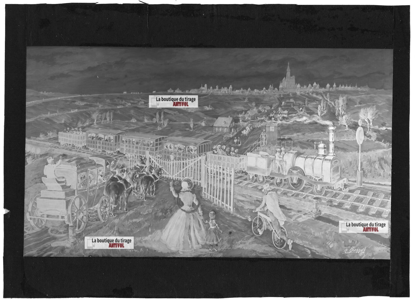 Plaque verre négatif noir et blanc 13x18 cm Paris Strasbourg 1852 1952 SNCF