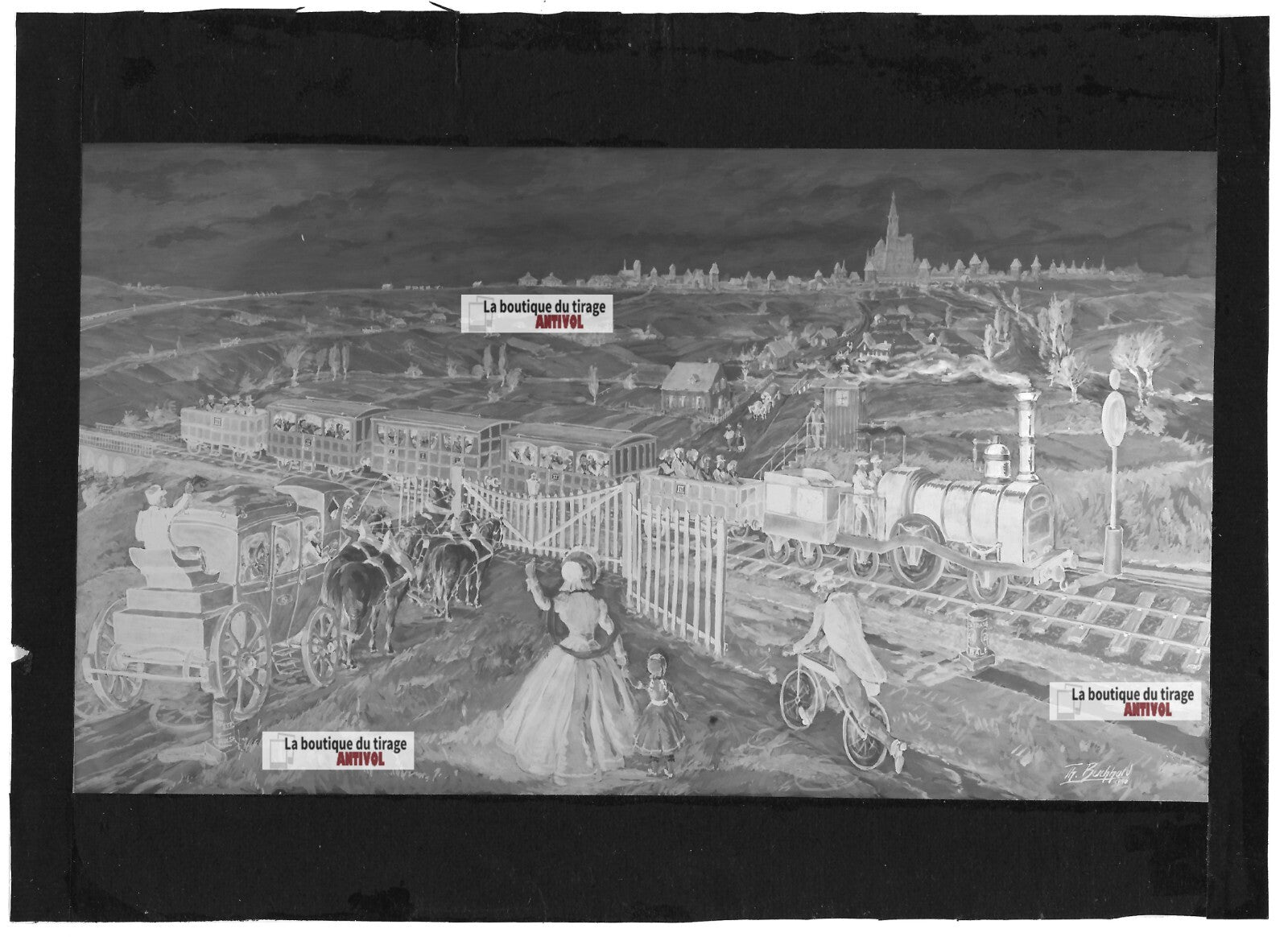 Plaque verre négatif noir et blanc 13x18 cm Paris Strasbourg 1852 1952 SNCF