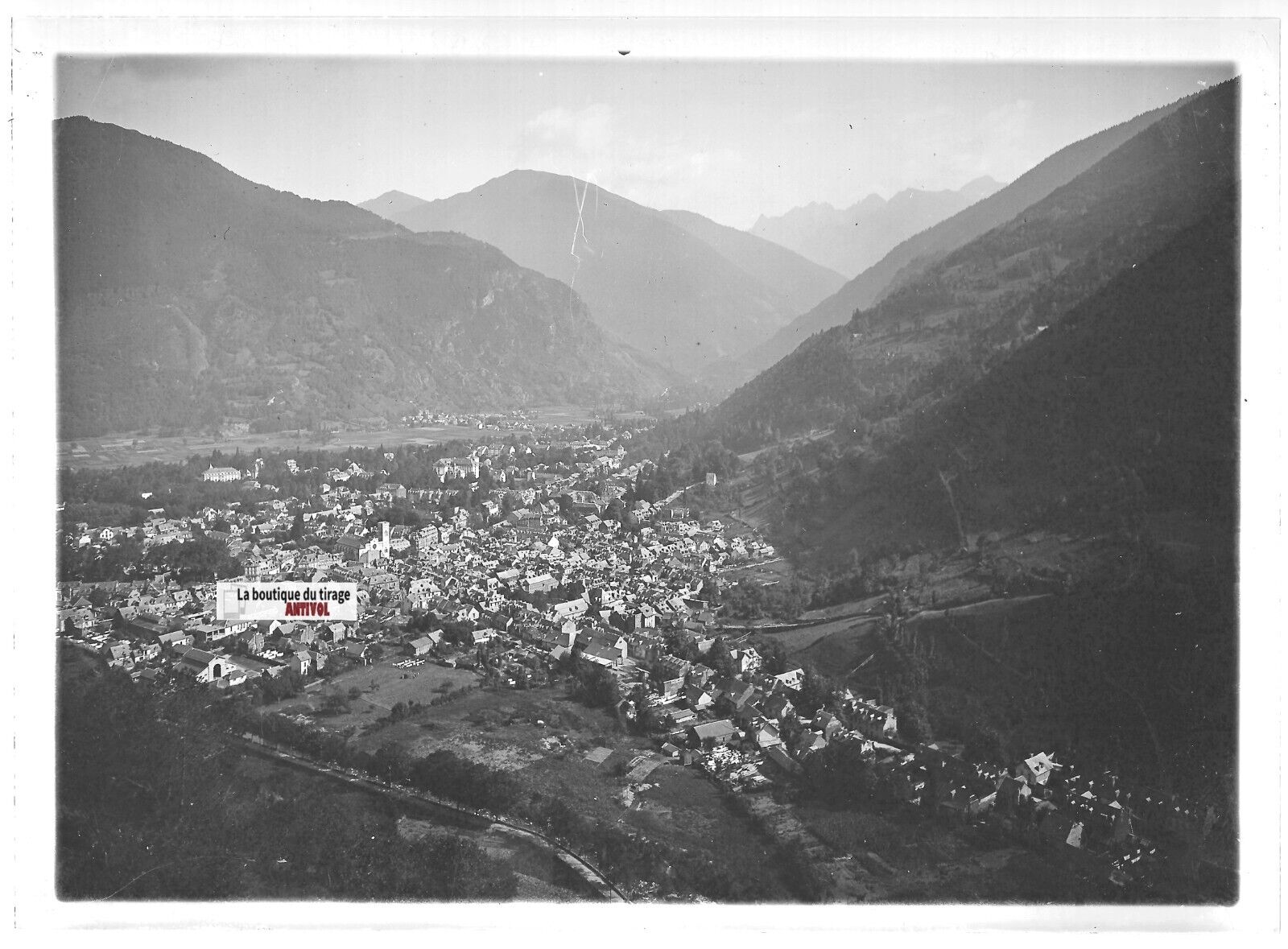 Plaque verre photo ancienne positif noir et blanc 13x18 cm Luchon Pyrénées