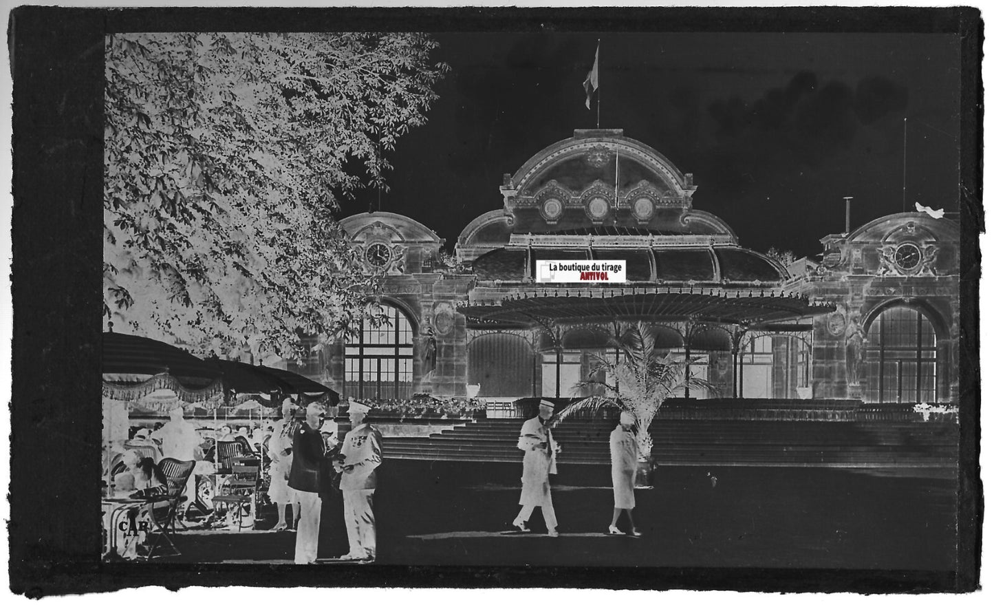 Vichy, casino, Allier, Plaque verre photo, négatif noir & blanc 10x15 cm