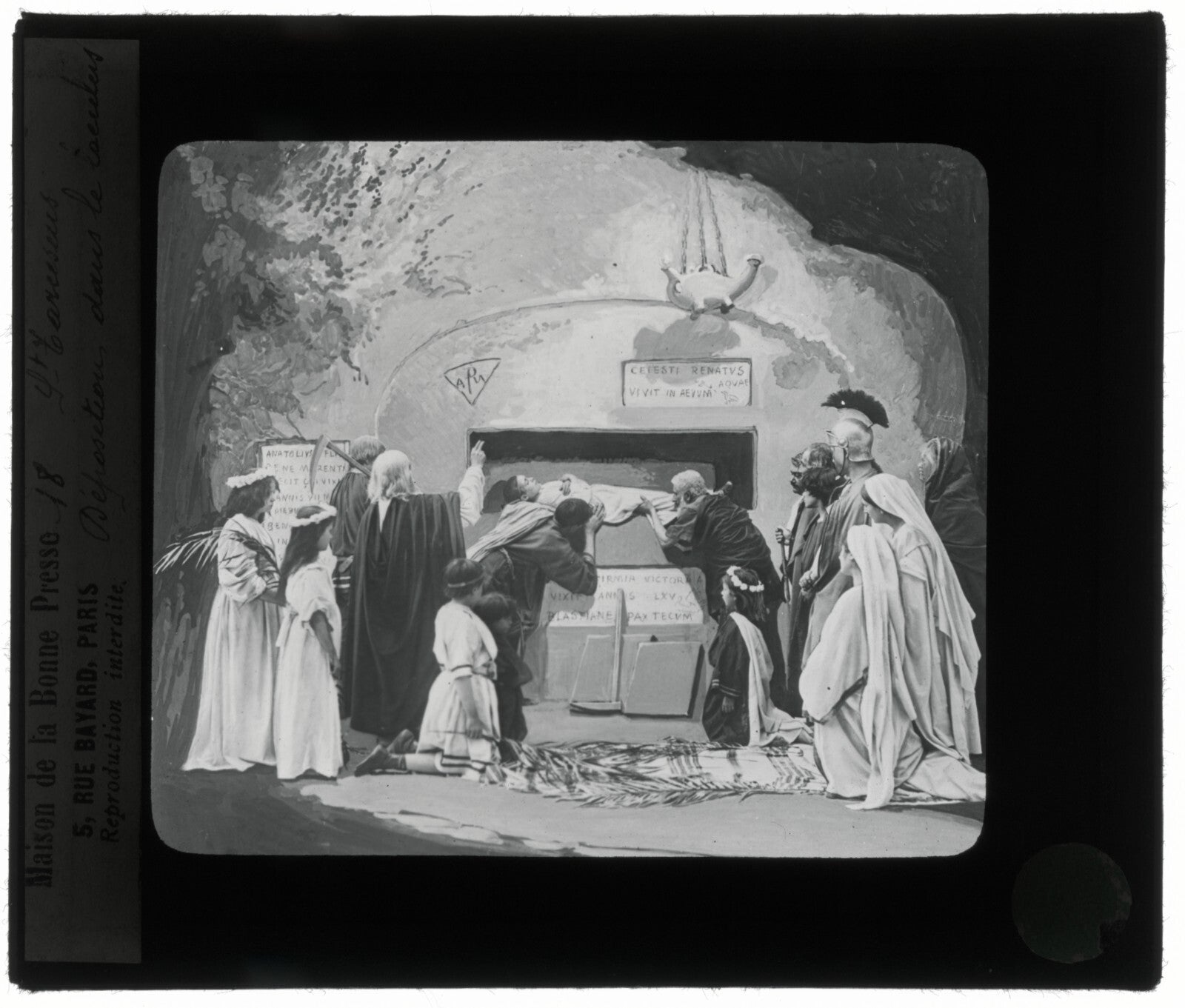 Tarcisius de Rome, Italie, dessin, photo plaque de verre, positif 8,5x10 cm