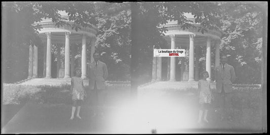 Le Temple de l'Amour, Versailles, stéréoscopie plaque verre, négatif 9x18 cm