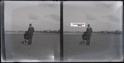 Bord de mer, Bretagne, stéréoscopie, photo plaque verre, négatif 9x18 cm