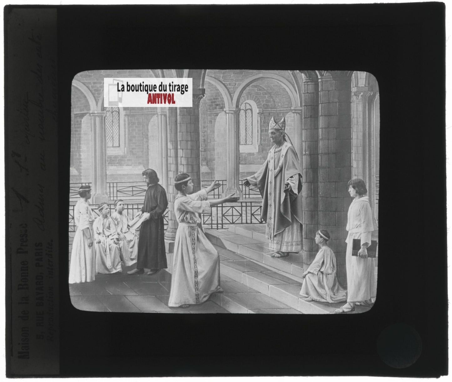 Saint-Martin, photo ancienne plaque verre, noir et blanc, positif 8,5x10 cm