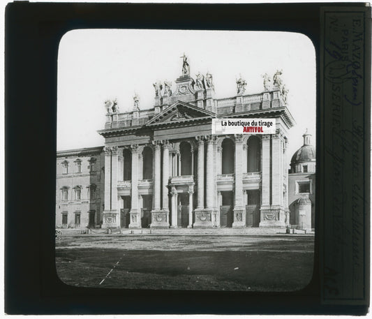Saint-Jean-de-Latran, Rome, photo plaque verre, noir & blanc, positif 8,5x10 cm