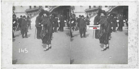 Hippodrome de Longchamp, Paris, plaque verre stéréoscopique, positif 8,5x17 cm