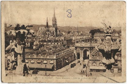 Plaque verre photo vintage, négatif noir & blanc 9x14 cm, place Stanislas Nancy