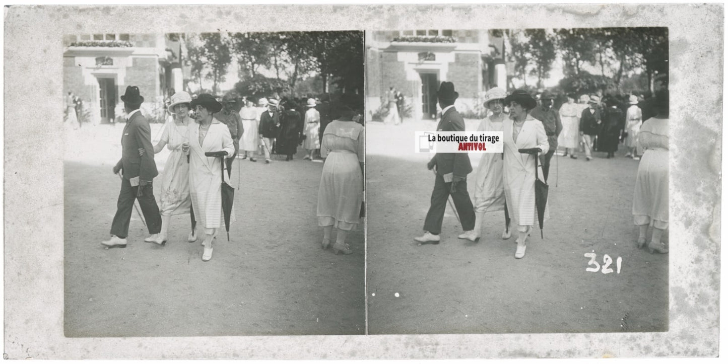 Hippodrome de Longchamp, Paris, stéréoscopie plaque verre, positif 8,5x17 cm