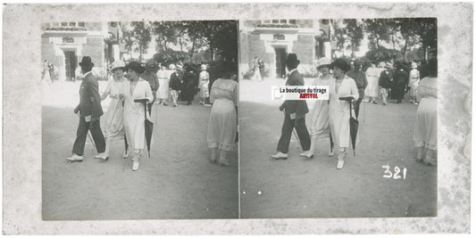 Hippodrome de Longchamp, Paris, stéréoscopie plaque verre, positif 8,5x17 cm