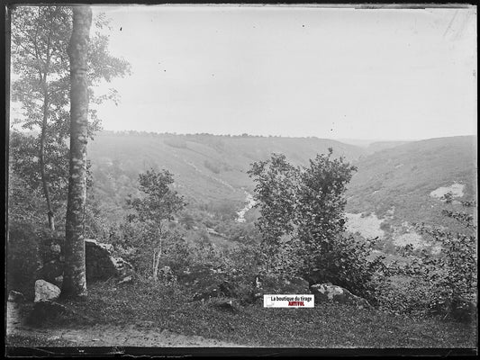 Paysage, France, Plaque verre photo ancienne, négatif noir & blanc 9x12 cm