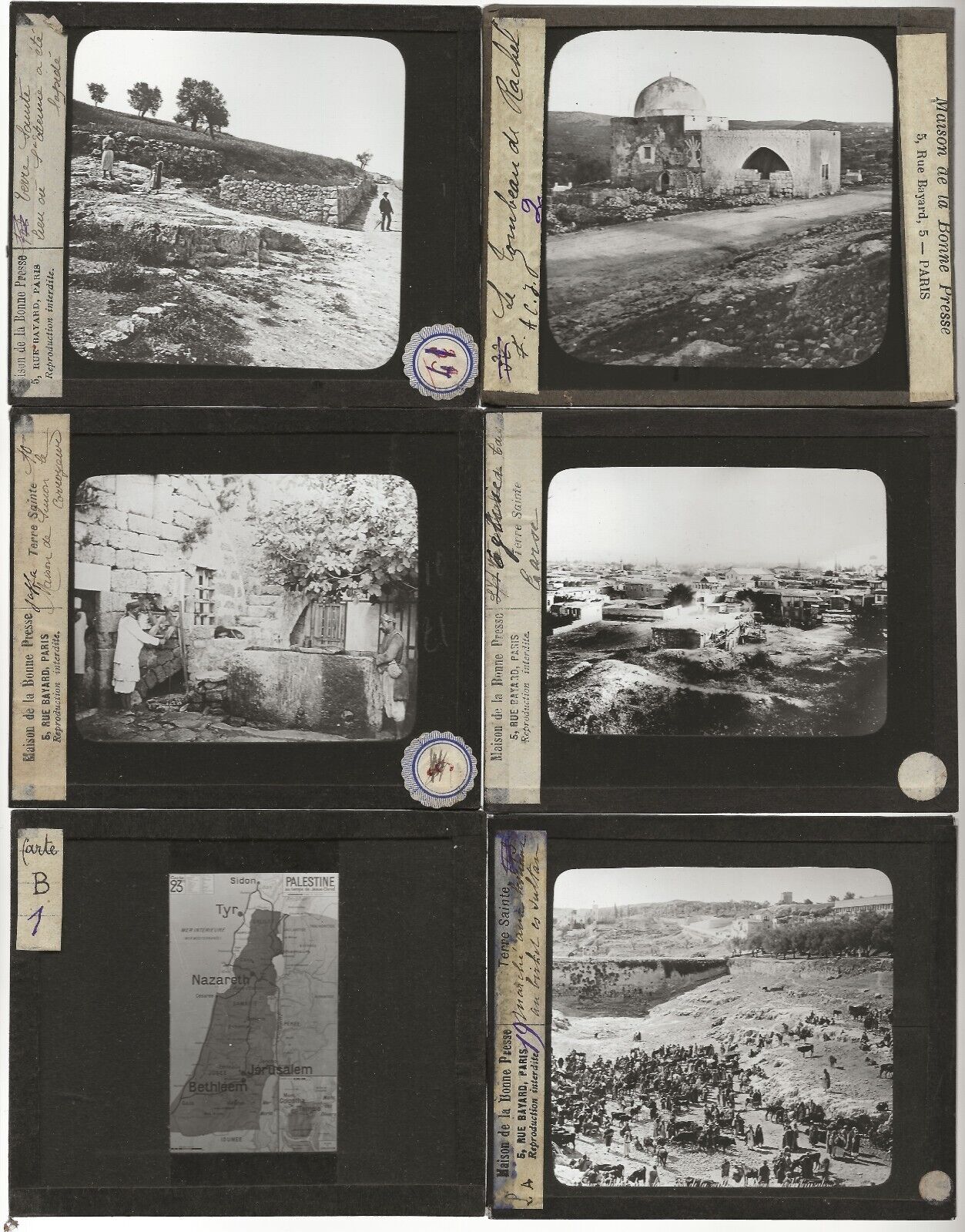 Palestine Jérusalem, photos vintage plaques de verre, lot 10 positifs 8,5x10 cm