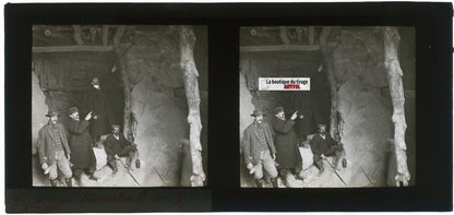 Hommes, Bir el Afou, Tunisie, plaque verre stéréoscopique, positif 7x15 cm