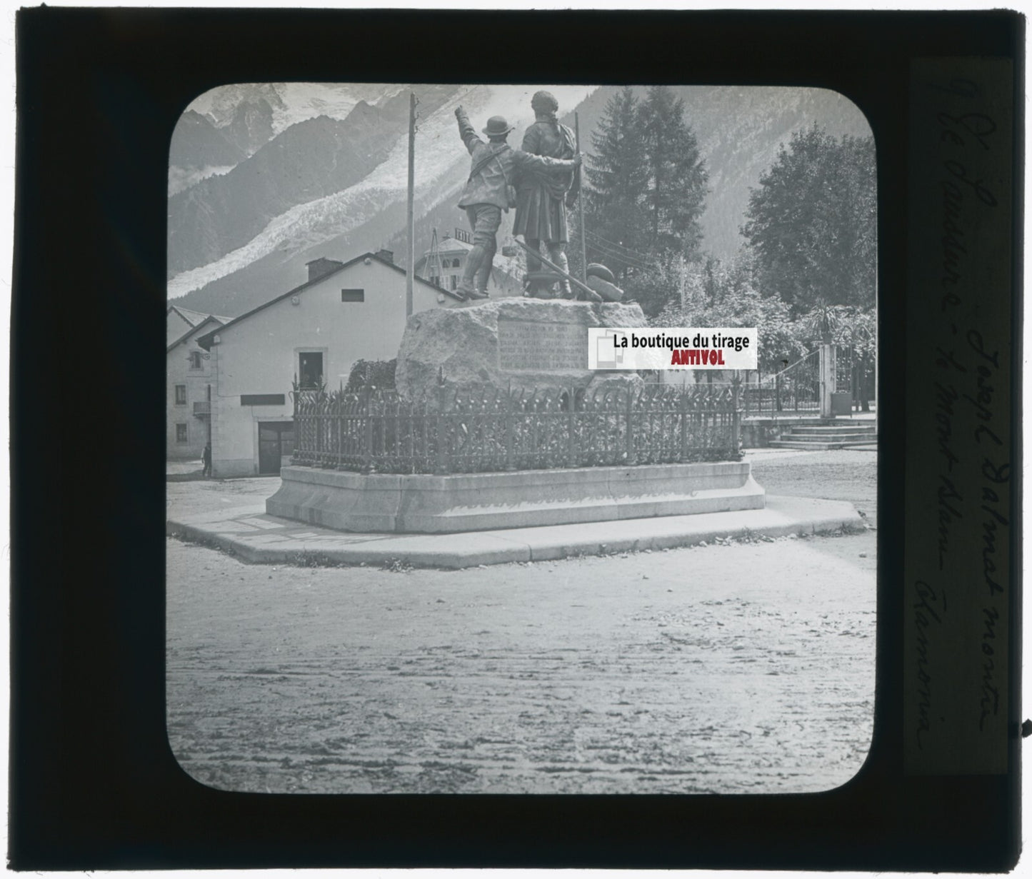 Chamonix, France, photo ancienne plaque verre, noir & blanc, positif 8,5x10 cm