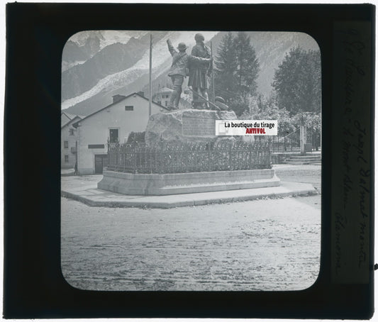 Chamonix, France, photo ancienne plaque verre, noir & blanc, positif 8,5x10 cm