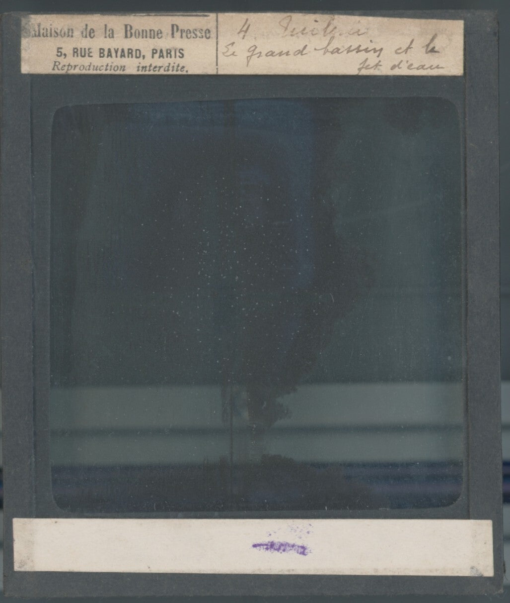 Parc des Tuileries Paris, bassin, photo ancienne plaque verre, positif 8,5x10 cm