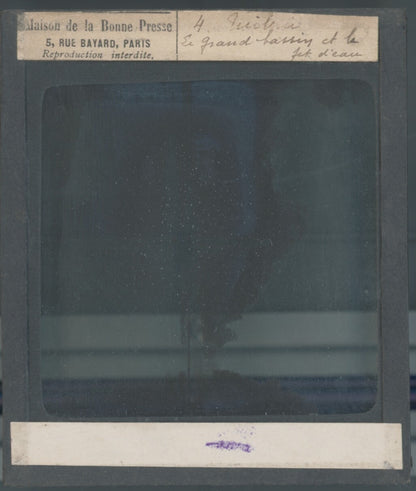 Parc des Tuileries Paris, bassin, photo ancienne plaque verre, positif 8,5x10 cm