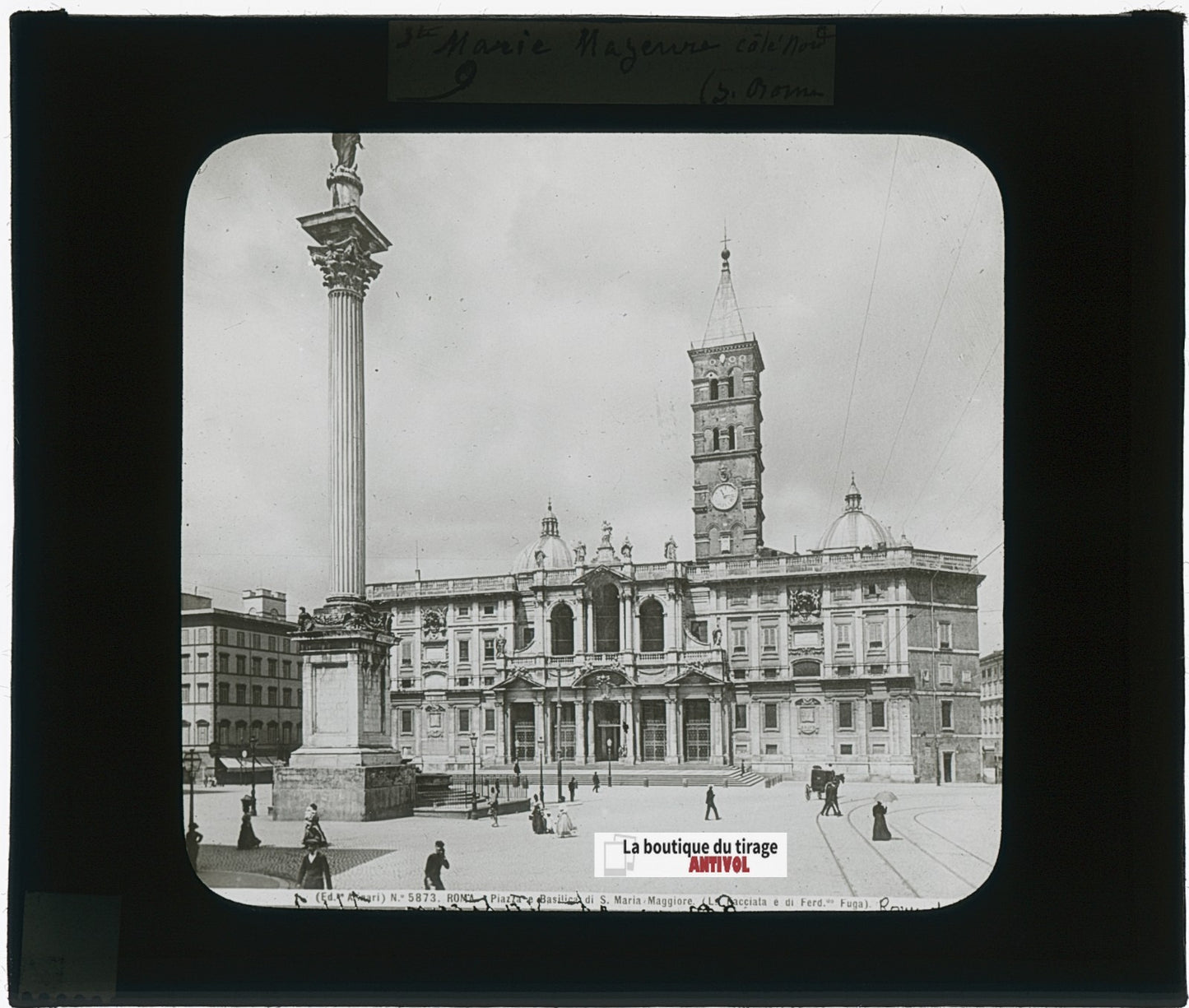 Rome Italie, Basilique, photo plaque verre, noir & blanc, positif 8,5x10 cm