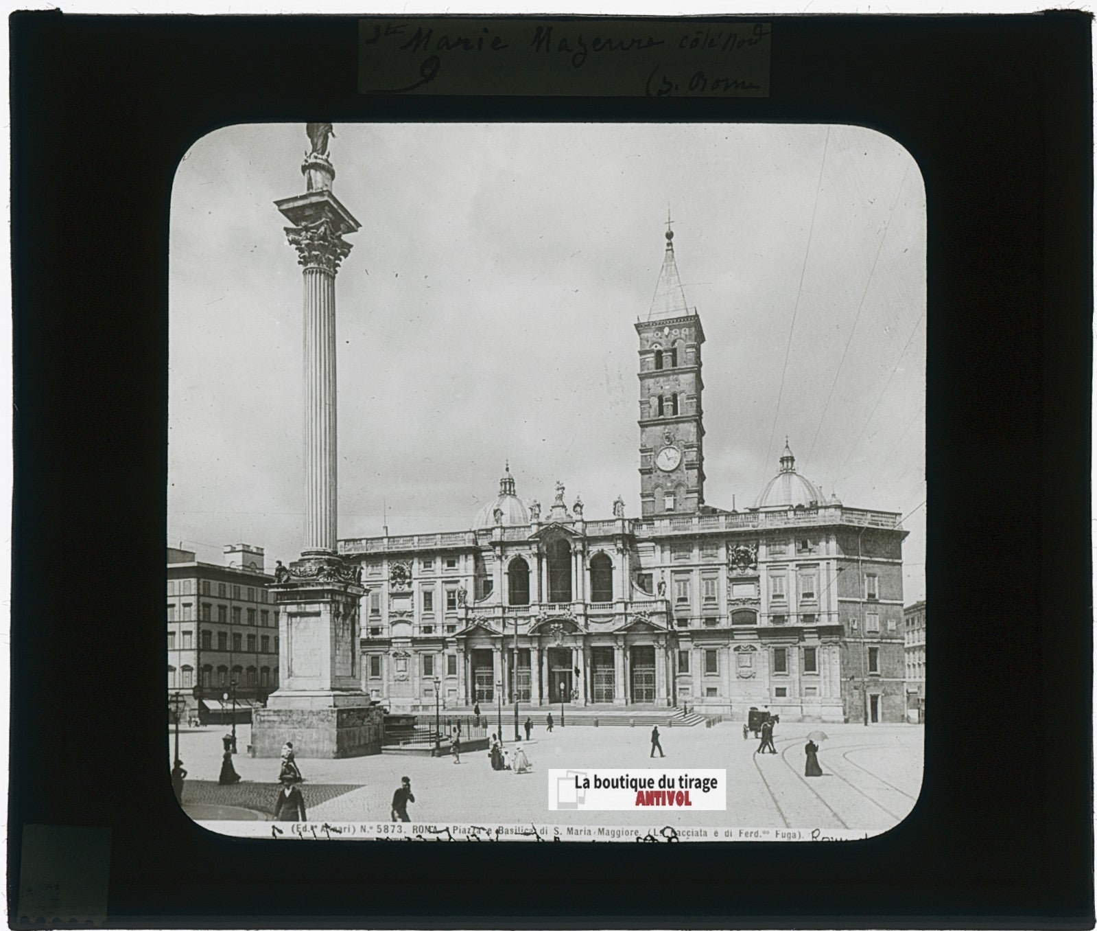 Rome Italie, Basilique, photo plaque verre, noir & blanc, positif 8,5x10 cm