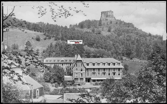 Plaque verre photo ancienne, négatif noir & blanc 9x14 cm, Murol, Touring hôtel