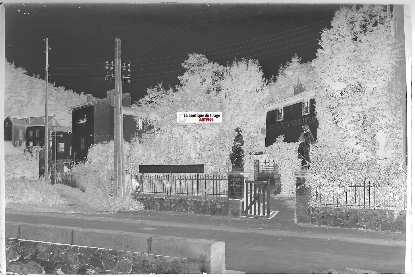 Saint-Nectaire, Auvergne, Plaque verre photo, négatif noir & blanc 10x15 cm