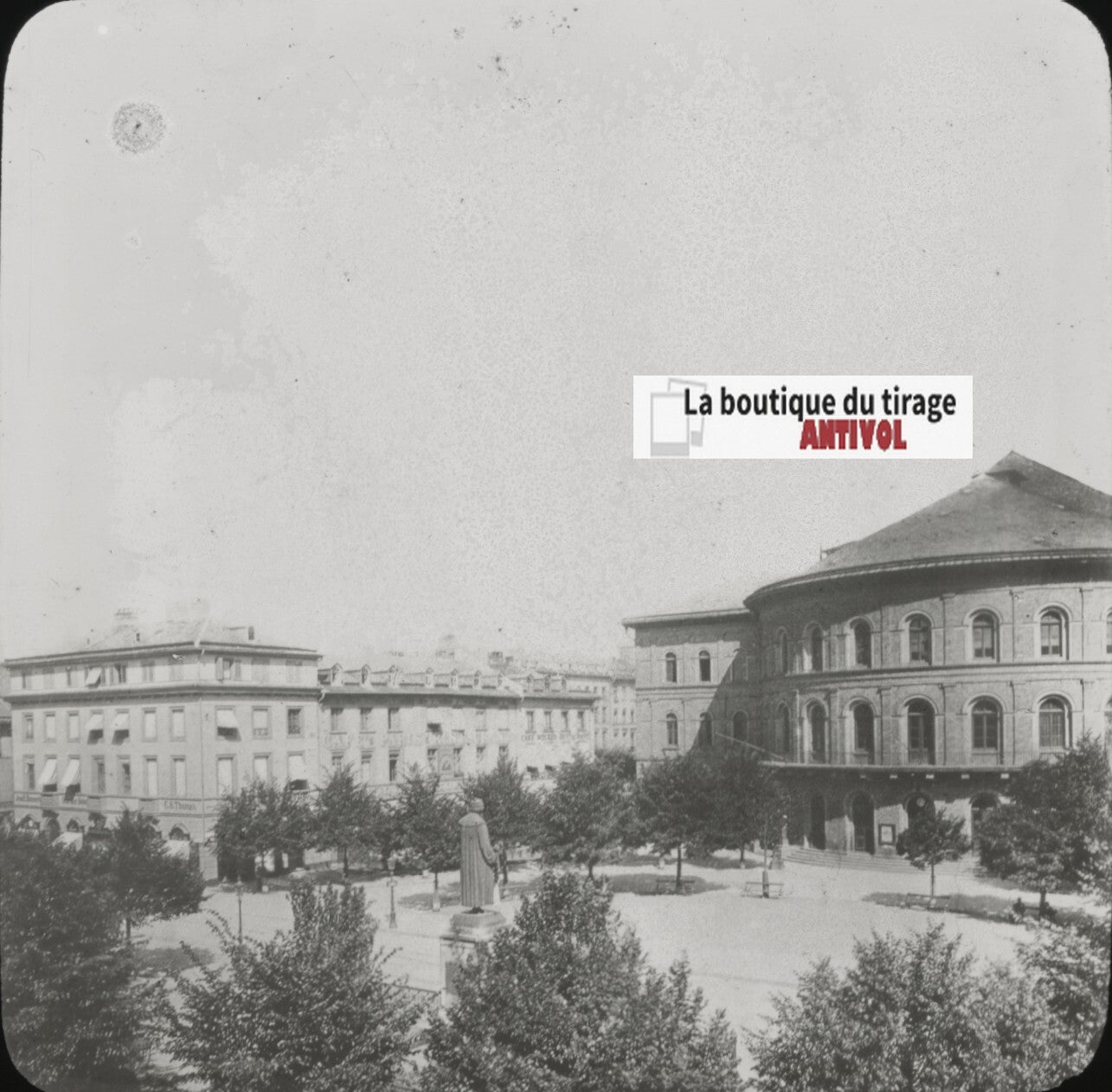 Théâtre, Mainz, Mayence, Allemagne, photo plaque verre, positif 8,5x10 cm
