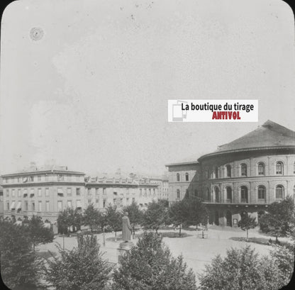 Théâtre, Mainz, Mayence, Allemagne, photo plaque verre, positif 8,5x10 cm