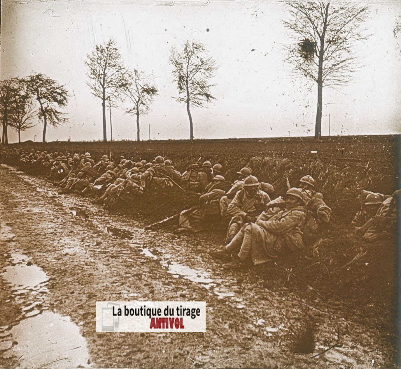 Montdidier, infanterie, guerre WW1, plaque verre, photo ancienne stéréo 6x13 cm
