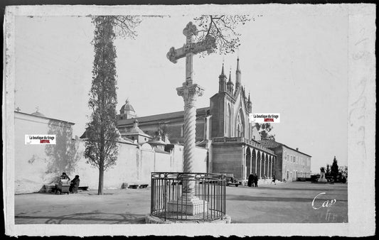 Plaque verre photo négatif noir et blanc 9x14 cm Nice, monastère de Cimiez