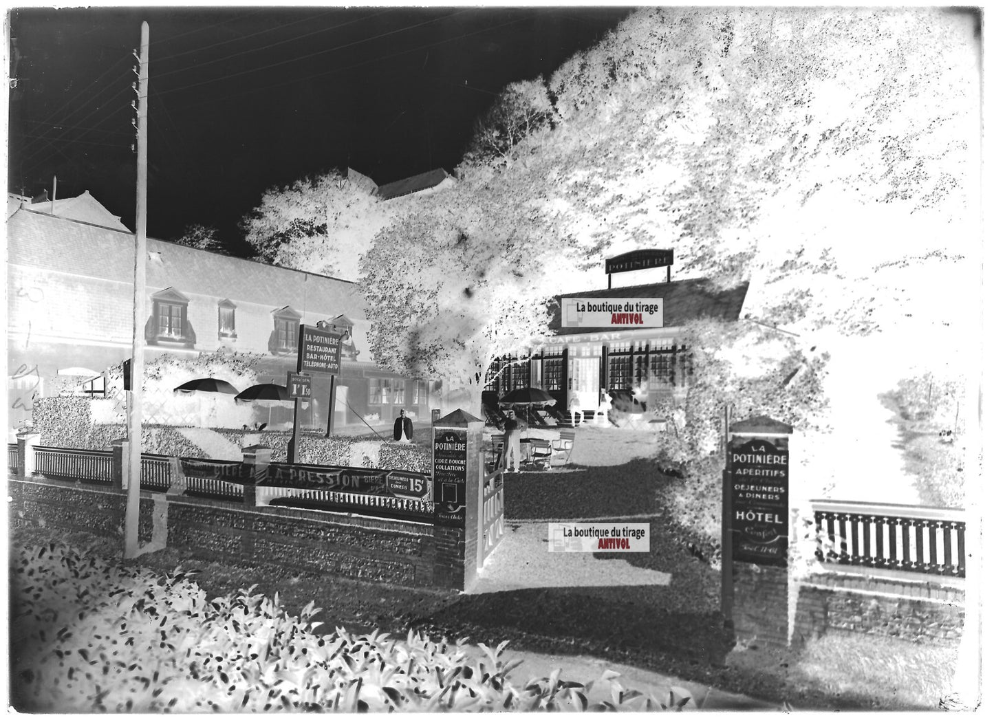 Plaque verre photo ancienne négatif noir et blanc 13x18 cm Puys Dieppe Potinière