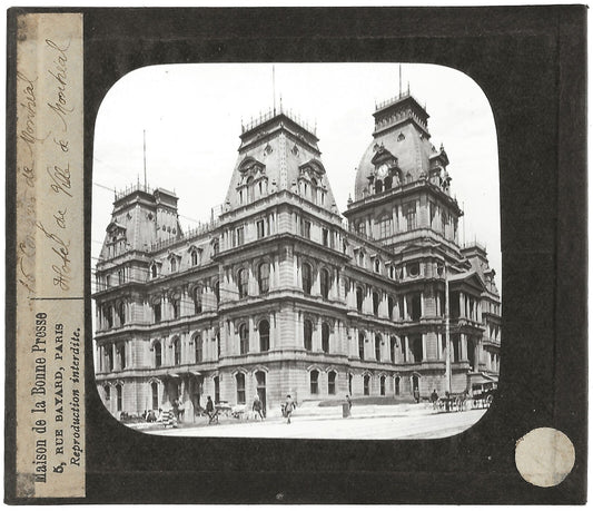 Hôtel de ville Montréal, Canada, photo ancienne plaque verre, positif 8,5x10 cm