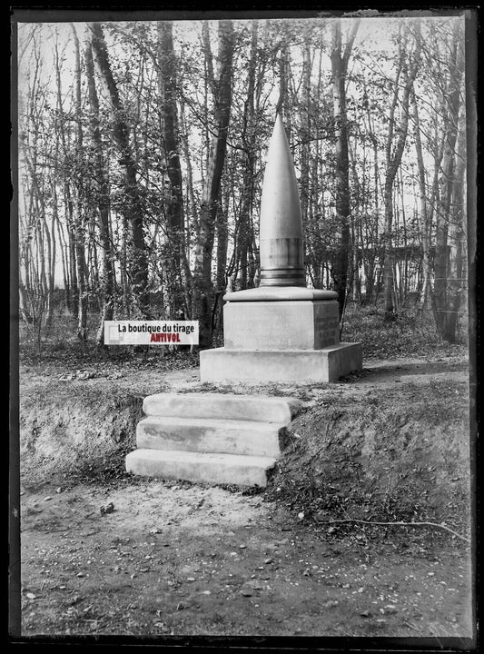 Plaque verre photo ancienne négatif noir et blanc 13x18 cm Rixheim obus France