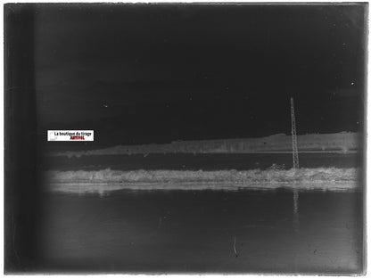 Paysage, campagne, Plaque verre photo ancienne, négatif noir & blanc 9x12 cm