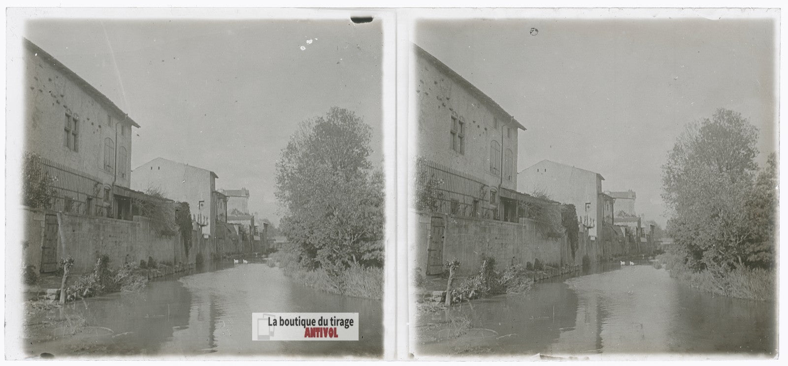 Vézelise, village France, guerre WW1, plaque verre photo ancienne stéréo 6x13 cm