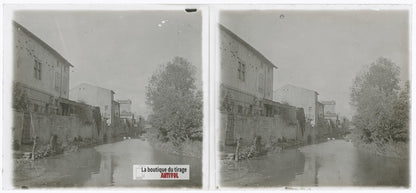 Vézelise, village France, guerre WW1, plaque verre photo ancienne stéréo 6x13 cm