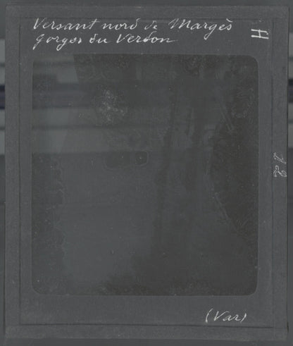 Gorges du Verdon, Montagne Grand Margès, plaque de verre, positif 8,5x10 cm
