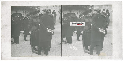 Scène de vie, Longchamp, Paris, plaque verre stéréoscopique, positif 8,5x17 cm