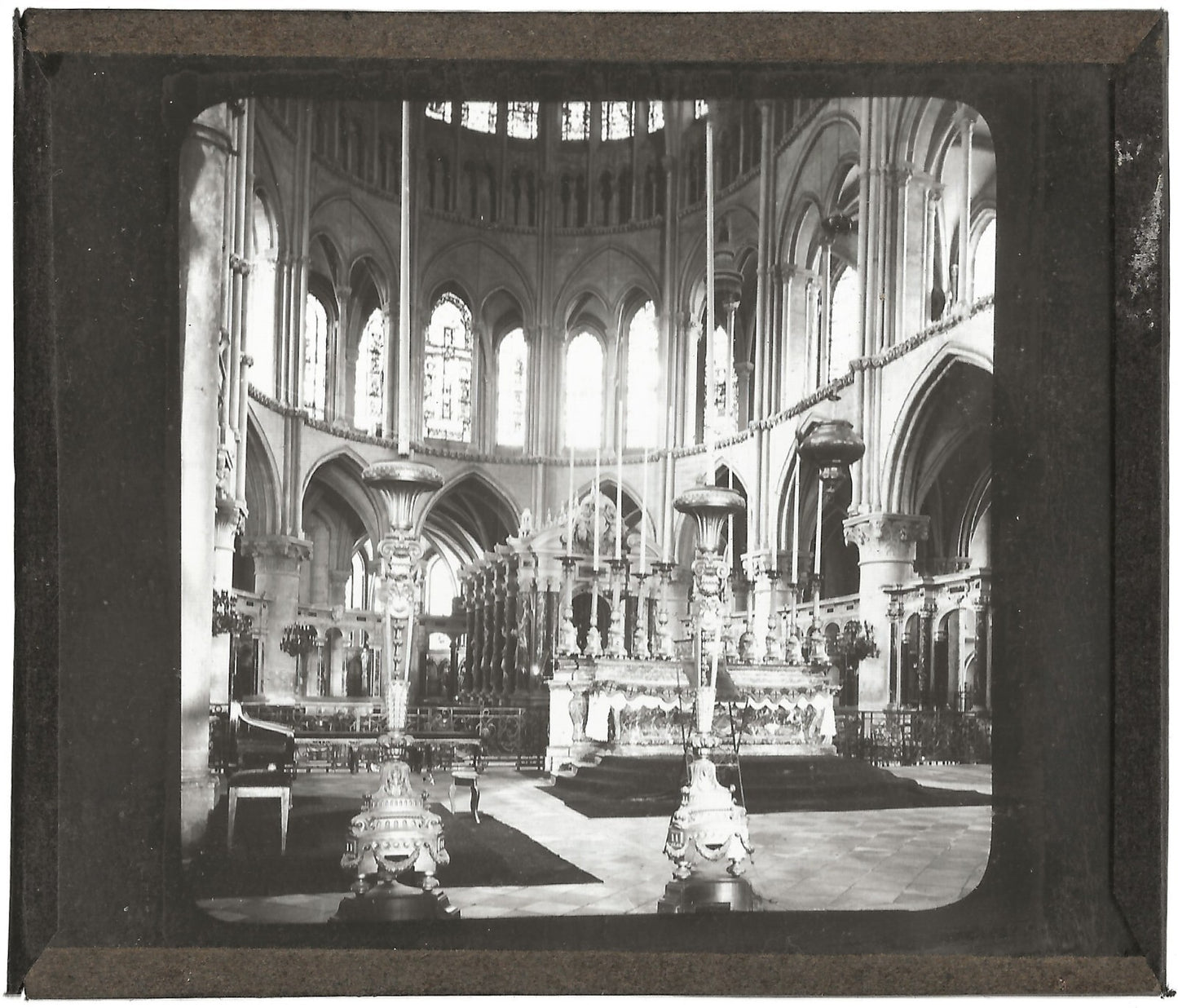 Basilique Saint-Remi de Reims, photo plaque de verre, positif 8,5x10 cm