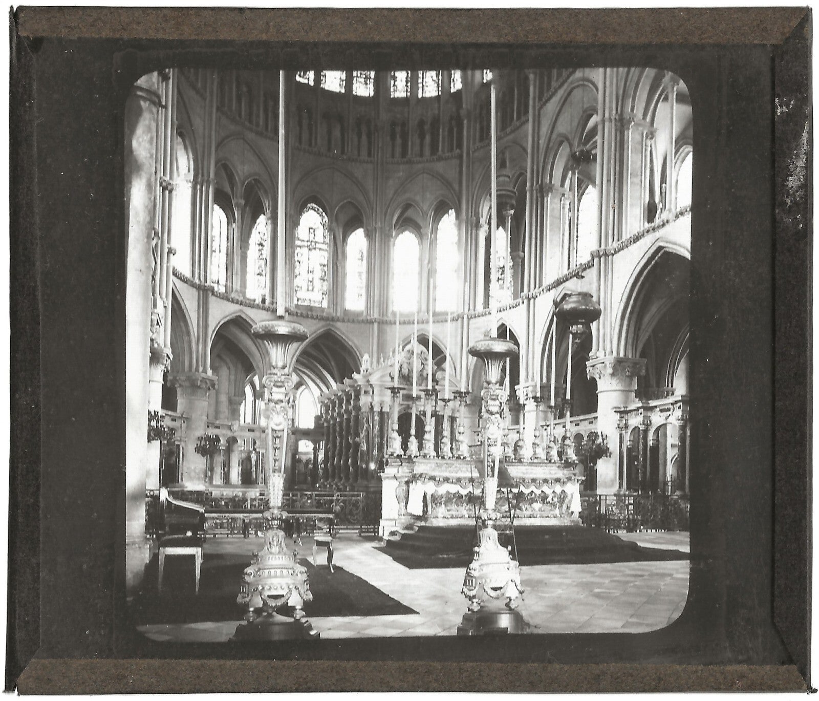 Basilique Saint-Remi de Reims, photo plaque de verre, positif 8,5x10 cm