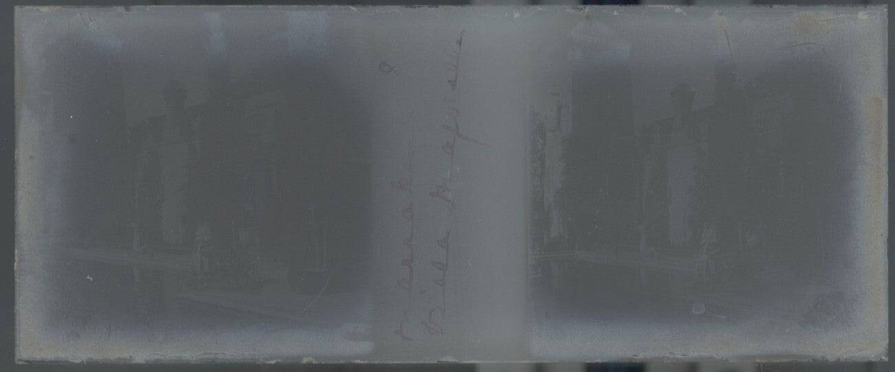 Majorelle, Marrakech, Plaque verre stéréo, positif noir & blanc 4,5x10,7 cm