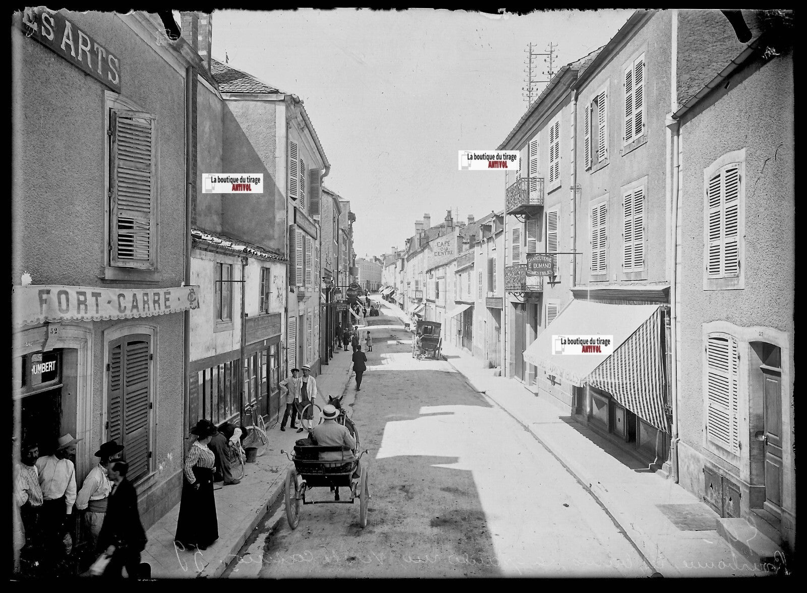 Plaque verre photo ancienne négatif noir et blanc 13x18 cm Bourbonne-les-Bains