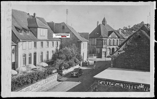 La Petite-Pierre, hôtel Vosges, Plaque verre, photo négatif noir & blanc 9x14 cm