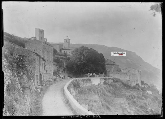 Plaque verre photo négatif noir et blanc 13x18 cm Bézaudun-les-Alpes France