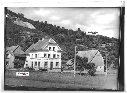 Plaque verre photo ancienne positif noir & blanc 13x18 cm Metzeral Maegey