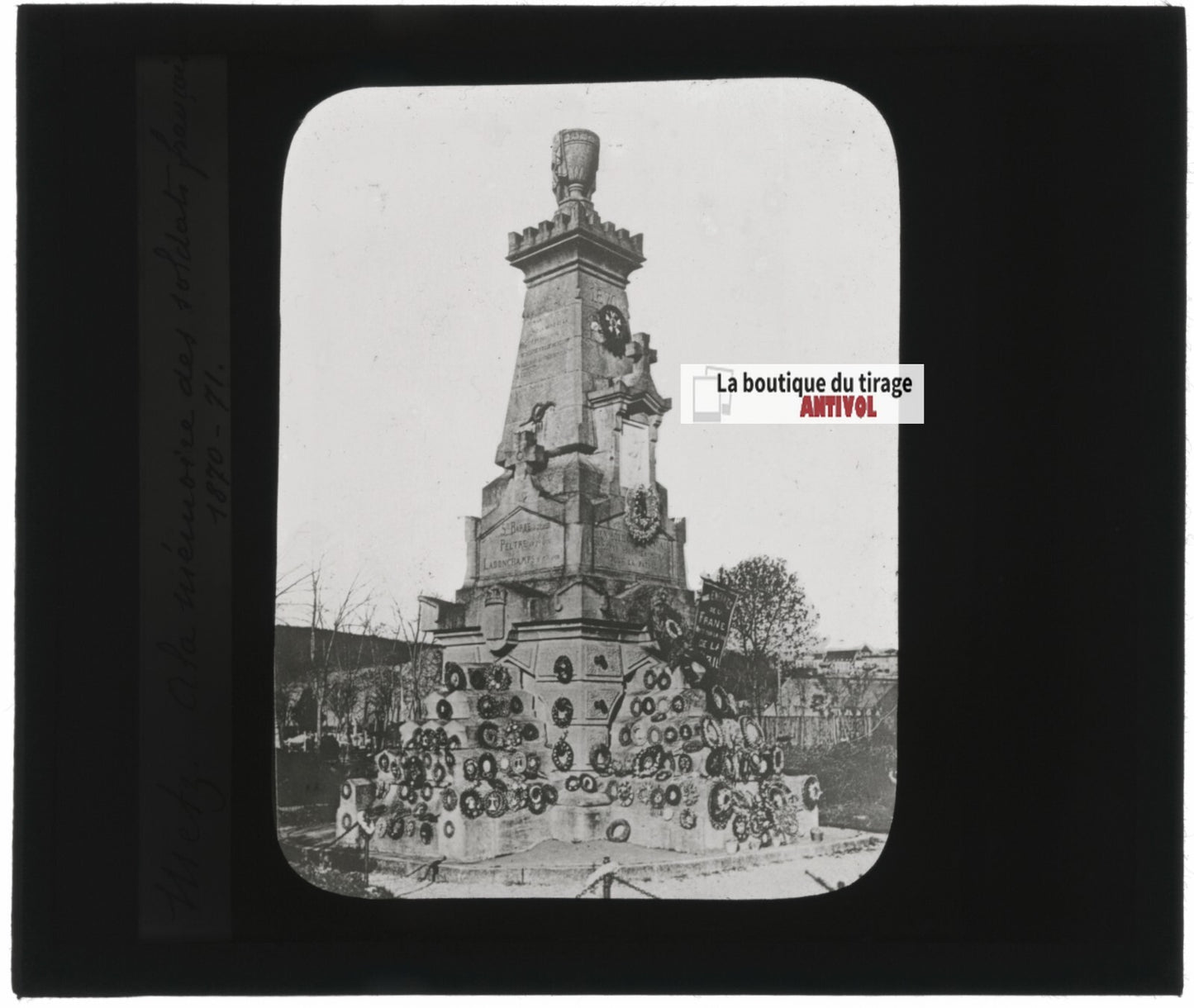 Metz, soldats français mémoire, photo ancienne plaque verre, positif 8,5x10 cm