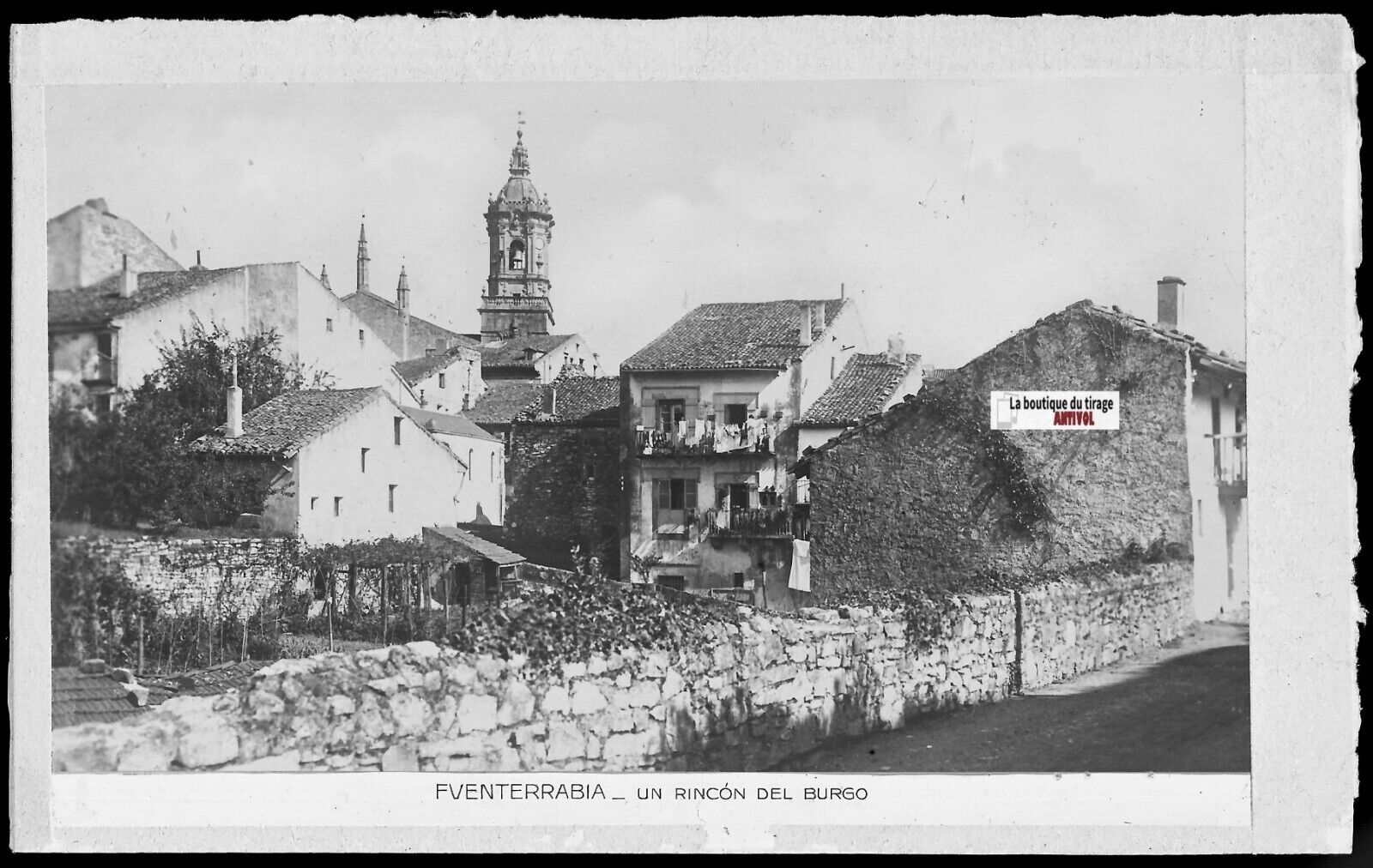 Plaque verre photo vintage négatif noir & blanc 9x14 cm Fuenterrabia 0914041