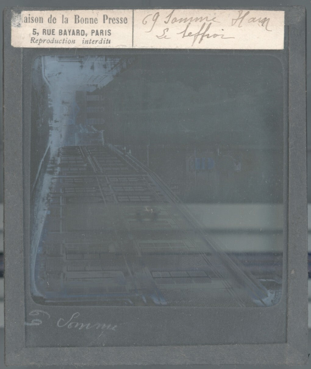 Beffroi de Ham, Somme, photo ancienne plaque verre, positif 8,5x10 cm