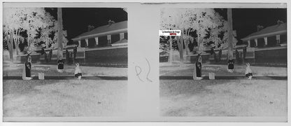 Vineuil-Saint-Firmin, Plaque verre stéréo, négatif noir & blanc 4,5x10,7 cm