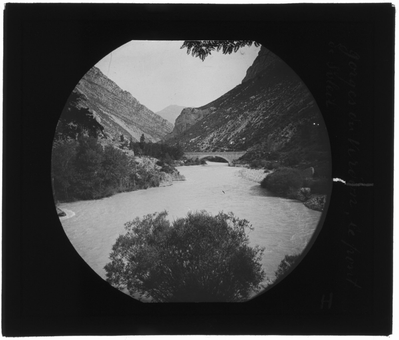 Gorges du Verdon, Rougon, photo ancienne, plaque de verre, positif 8,5x10 cm