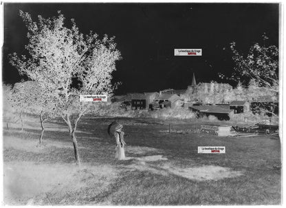 Plaque verre photo ancienne négatif noir et blanc 13x18 cm Martigny-les-Bains