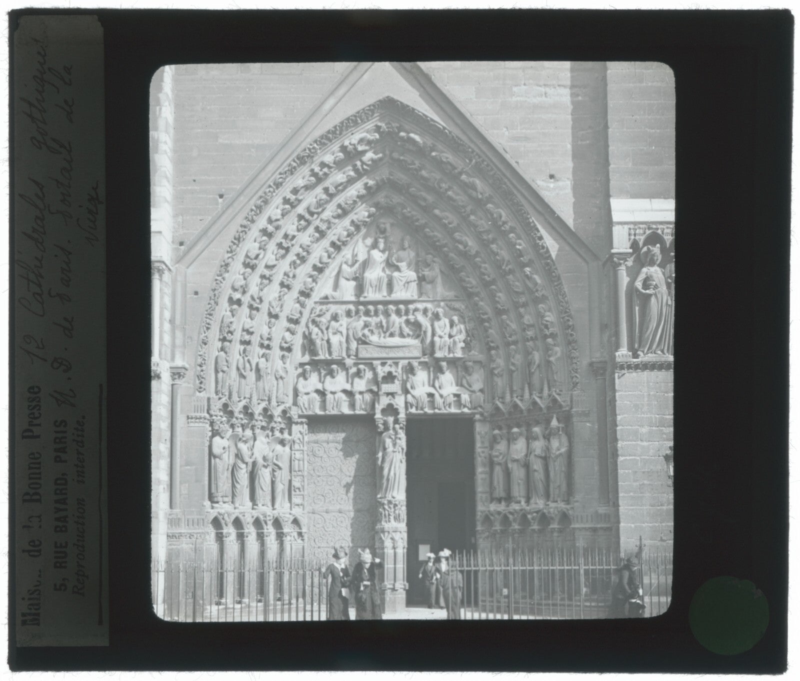 Cathédrale Notre-Dame de Paris, photo ancienne plaque verre, positif 8,5x10 cm